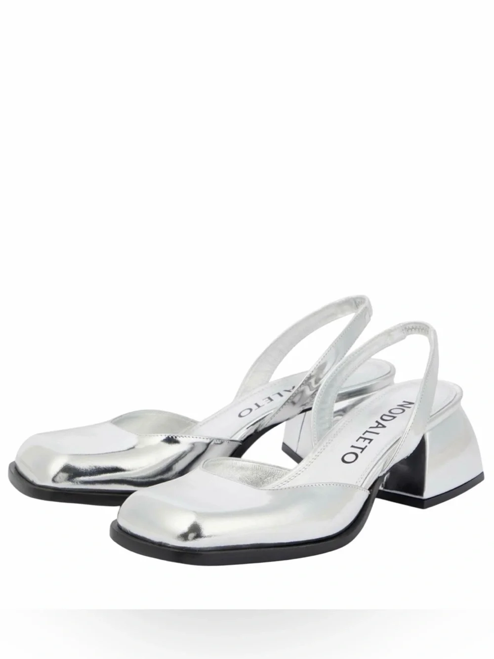 NWOT: Nodaleto Bulla Jones 45MM Slingbacks, Metallic Silver, Size EU 37/US 7